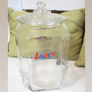 Lance Twelve Inch 12" Vintage Store Counter Top Glass Large Cracker Jar